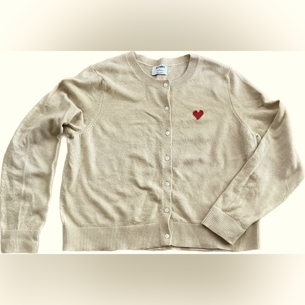 Old Navy Cardigan button-down Oatmeal/heart szXL